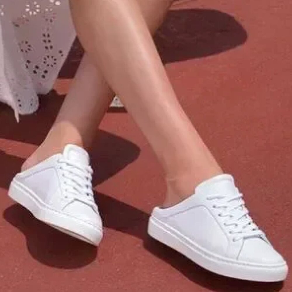 M. Gemi Palestra White Lace Up Slip-On Mules Sneakers Size 8.5